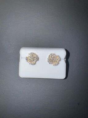 Moissanite Cluster Stud Earrings | Gold Vermeil  over 925 silver | Unisex